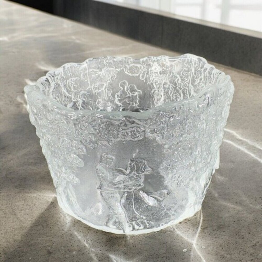 Kosta Boda Rhapsody Scandinavian Crystal Bowl Dancing Couple Trees Bowl Dish VTG